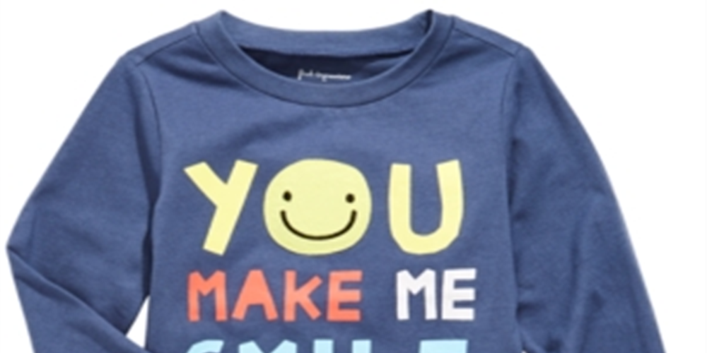 Camiseta de algodão estampada First Impressions Baby Boy Smile, tamanho azul, 12 meses