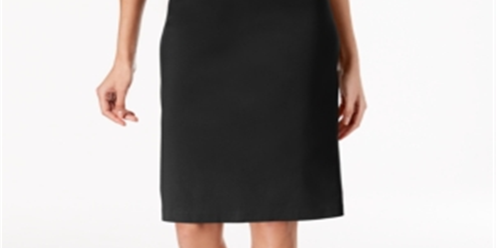 Saia feminina com cintura elástica e rebites JM Collection, preta, tamanho grande