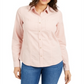 Camisa feminina de veludo cotelê de algodão com botões Charter Club, rosa, tamanho pequeno G