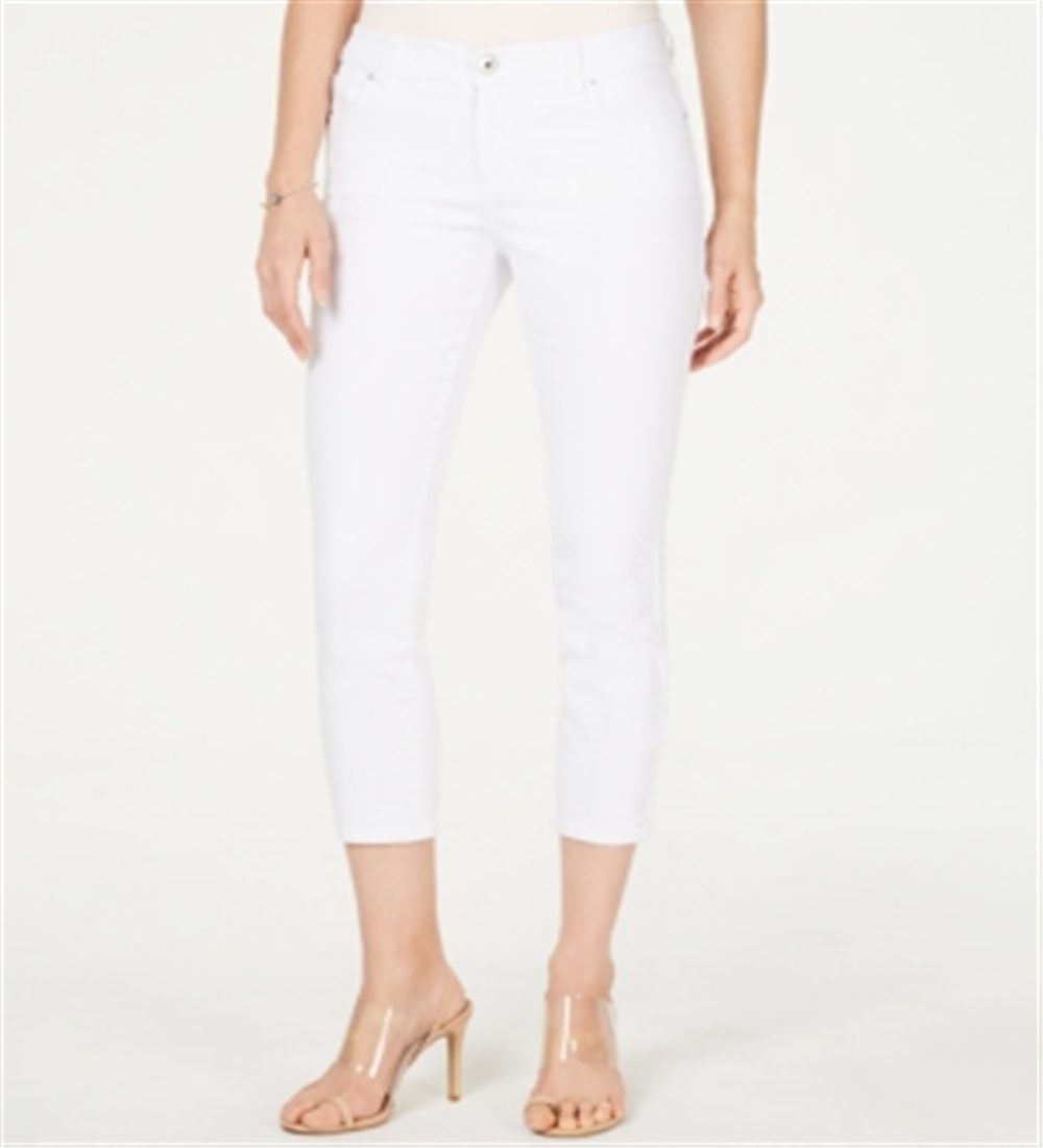 Calça jeans skinny cropped feminina INC International Concepts, branca, tamanho 10, pequena