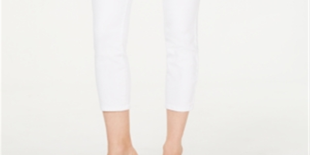 Calça jeans skinny cropped feminina INC International Concepts, branca, tamanho 10, pequena