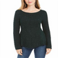 Suéter feminino de malha canelada com bainha recortada, verde, tamanho XX-G