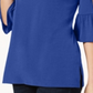 JM Collection Top Feminino com Mangas Babadas e Recorte Detalhado Azul Tamanho Médio