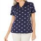 Camisa Polo Feminina Karen Scott Bike Print Azul Tamanho Médio