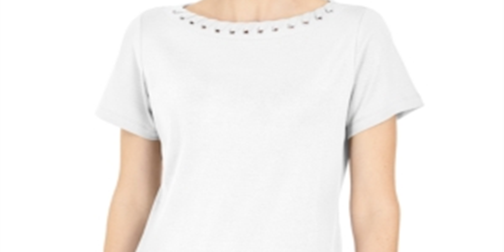 Karen Scott Top Feminino com Acabamento em Ilhós Branco Tamanho X-S