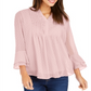 Charter Club Blusa feminina texturizada com babados duplos e pregas rosa tamanho pequeno