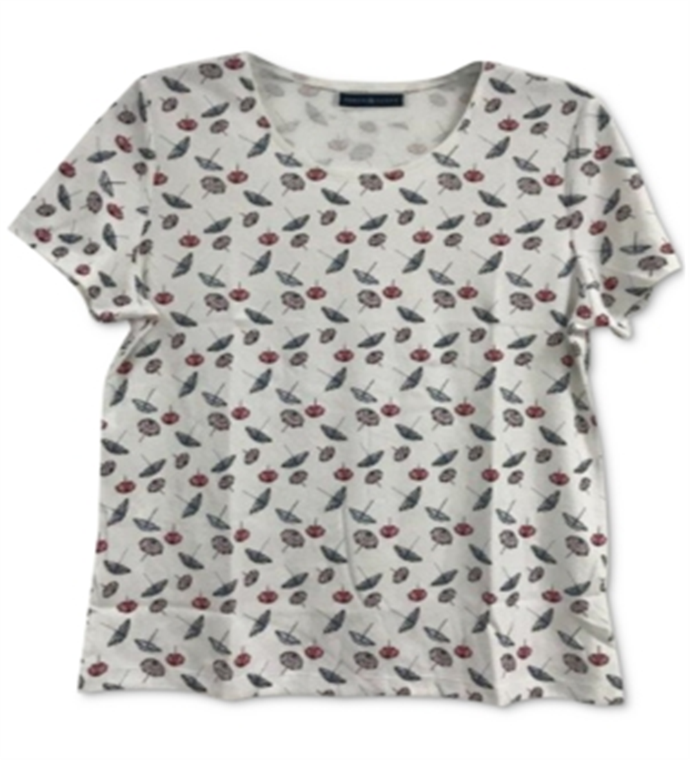 Camiseta feminina Karen Scott com decote redondo, branca, tamanho extragrande