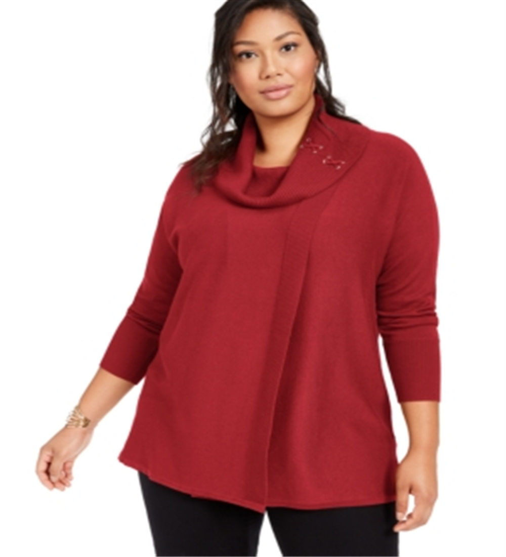 JM Collection Suéter Feminino com Cadarço e Gola Redonda Tamanho 1X