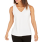 Camiseta regata feminina de crepe Charter Club, branca, tamanho pequeno