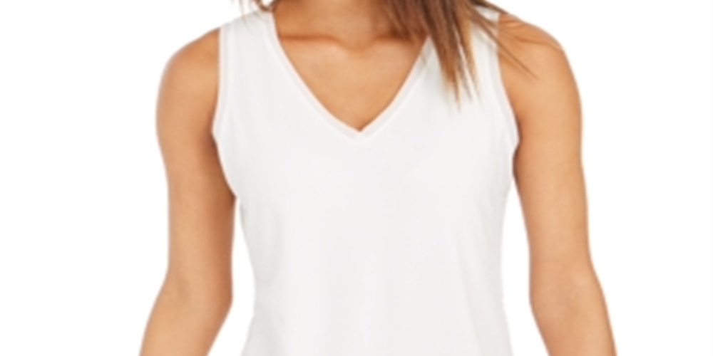 Camiseta regata feminina de crepe Charter Club, branca, tamanho pequeno