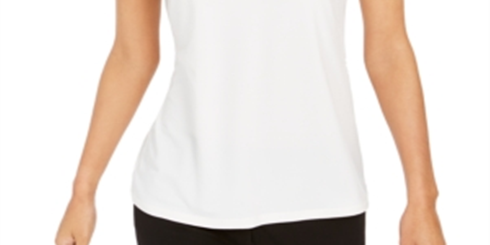 Camiseta regata feminina de crepe Charter Club, branca, tamanho pequeno