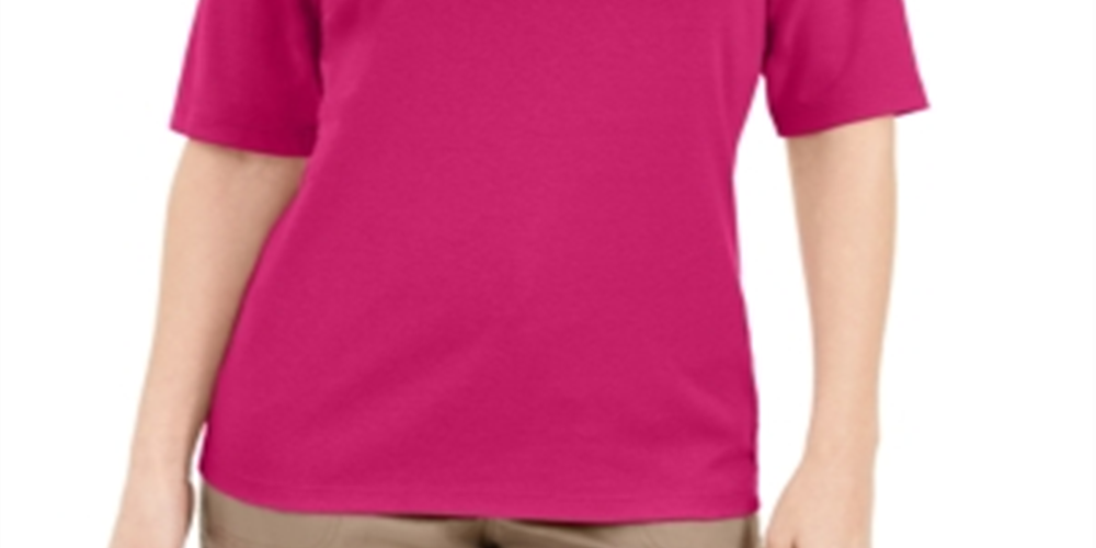 Blusa feminina Karen Scott com decote em V e detalhes em botões, rosa, tamanho grande