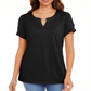 Camiseta feminina Karen Scott Keyhole preta tamanho X-G