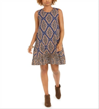 Vestido rodado estampado sem mangas estilo &amp; Co feminino azul tamanho pequeno