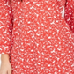 Túnica feminina com estampa floral e decote dividido, vermelha, tamanho extrapequeno