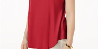 JM Collection Blusa feminina com bainha curta verde, tamanho pequeno G