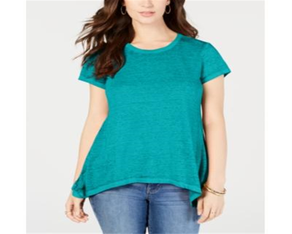 Estilo e CoTop feminino com manga curta e lenço verde claro tamanho grande