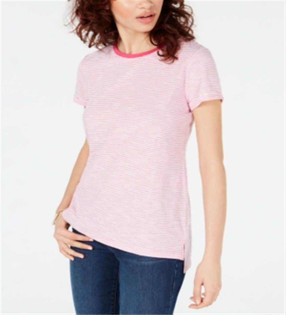 Camiseta feminina Maison Jules com decote redondo e alças finas, rosa, tamanho X-S