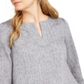 Charter Club Blusa de linho com bainha desfiada feminina, cinza, tamanho X-S