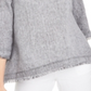 Charter Club Blusa de linho com bainha desfiada feminina, cinza, tamanho X-S