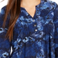 Camiseta feminina NY Collection Notations com manga 3/4 e decote dividido e botões, tamanho pequeno, azul