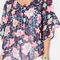 Top plissado com estampa de cachecol retrô feminino Style &amp; Co, azul, tamanho X-S