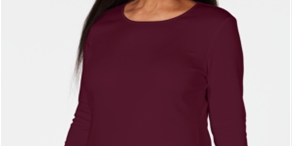 Karen Scott Blusa Feminina Decote Redondo Com Acabamento Em Cetim Vermelho Tamanho P