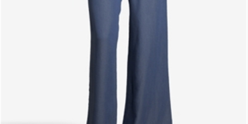 Calça feminina John Paul Richard, perna larga, azul, tamanho pequeno