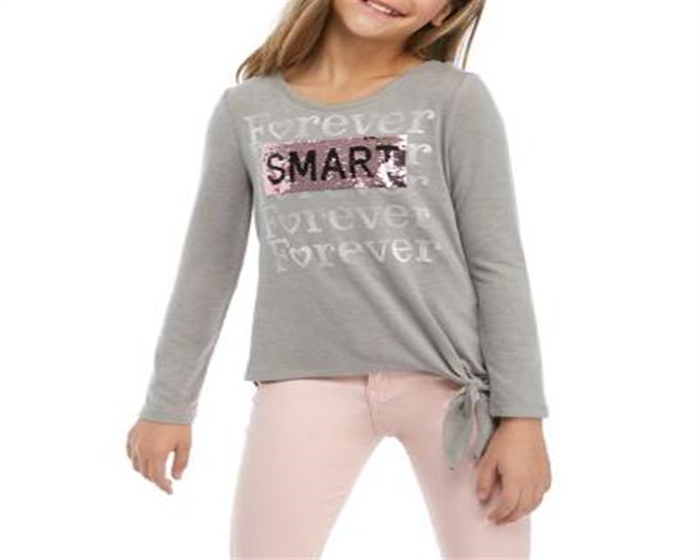 Beautees Big Girl's Forever Smart &amp; Kind Flip Top de lantejoulas cinza tamanho médio