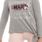 Beautees Big Girl's Forever Smart &amp; Kind Flip Top de lantejoulas cinza tamanho médio