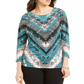JM Collection Top Dolman Embelezado Feminino Verde Tamanho P