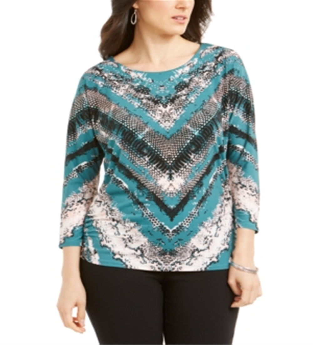 JM Collection Top Dolman Embelezado Feminino Verde Tamanho P