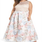 Vestido feminino moderno com estampa floral, 2 peças, laranja, tamanho 20W, da Morgan &amp; Co