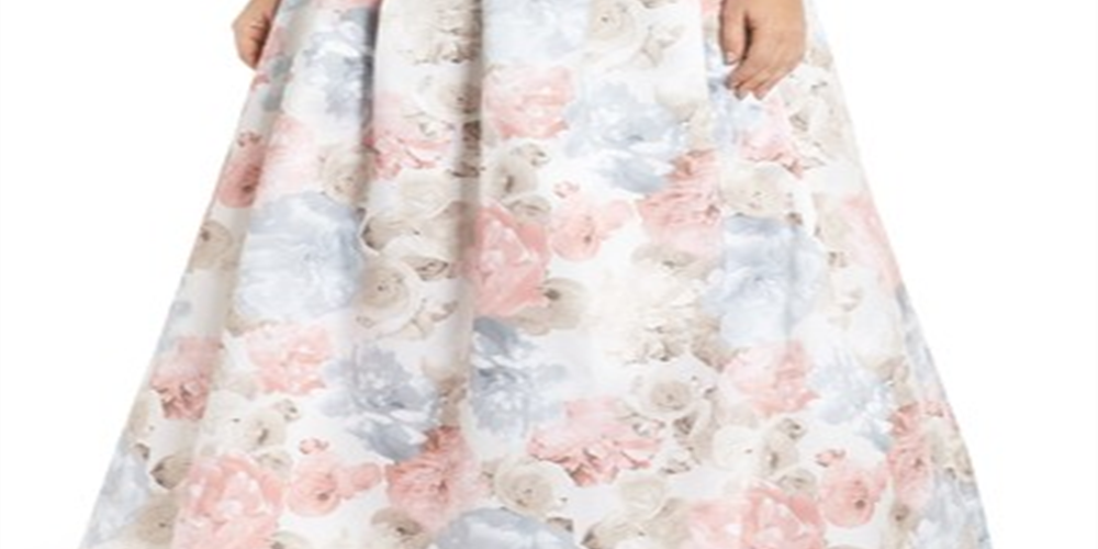 Vestido feminino moderno com estampa floral, 2 peças, laranja, tamanho 20W, da Morgan &amp; Co