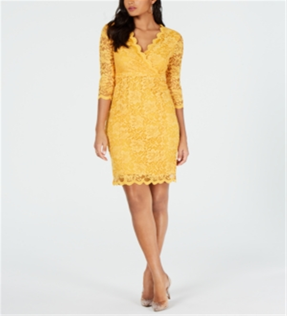 Vestido tubinho de renda Thalia Sodi feminino amarelo tamanho extragrande