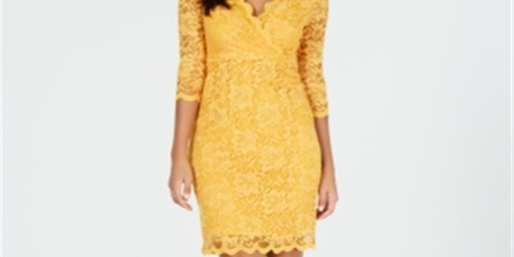 Vestido tubinho de renda Thalia Sodi feminino amarelo tamanho extragrande