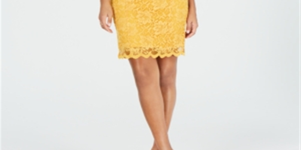 Vestido tubinho de renda Thalia Sodi feminino amarelo tamanho extragrande
