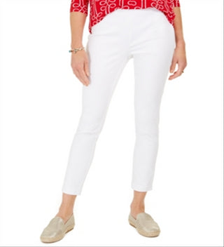 Calça curta feminina Charter Club Chelsea Twill com controle de barriga, branca, tamanho 12