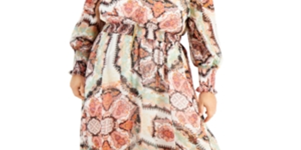 Vestido longo feminino INC International Concepts com manga bufante e franzido, rosa, tamanho XX-G