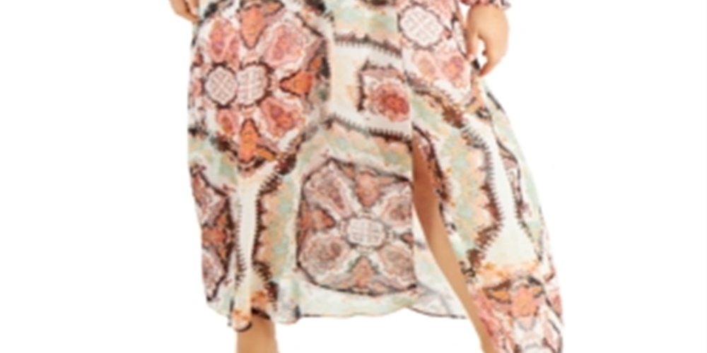 Vestido longo feminino INC International Concepts com manga bufante e franzido, rosa, tamanho XX-G