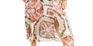 Vestido longo feminino INC International Concepts com manga bufante e franzido, rosa, tamanho XX-G