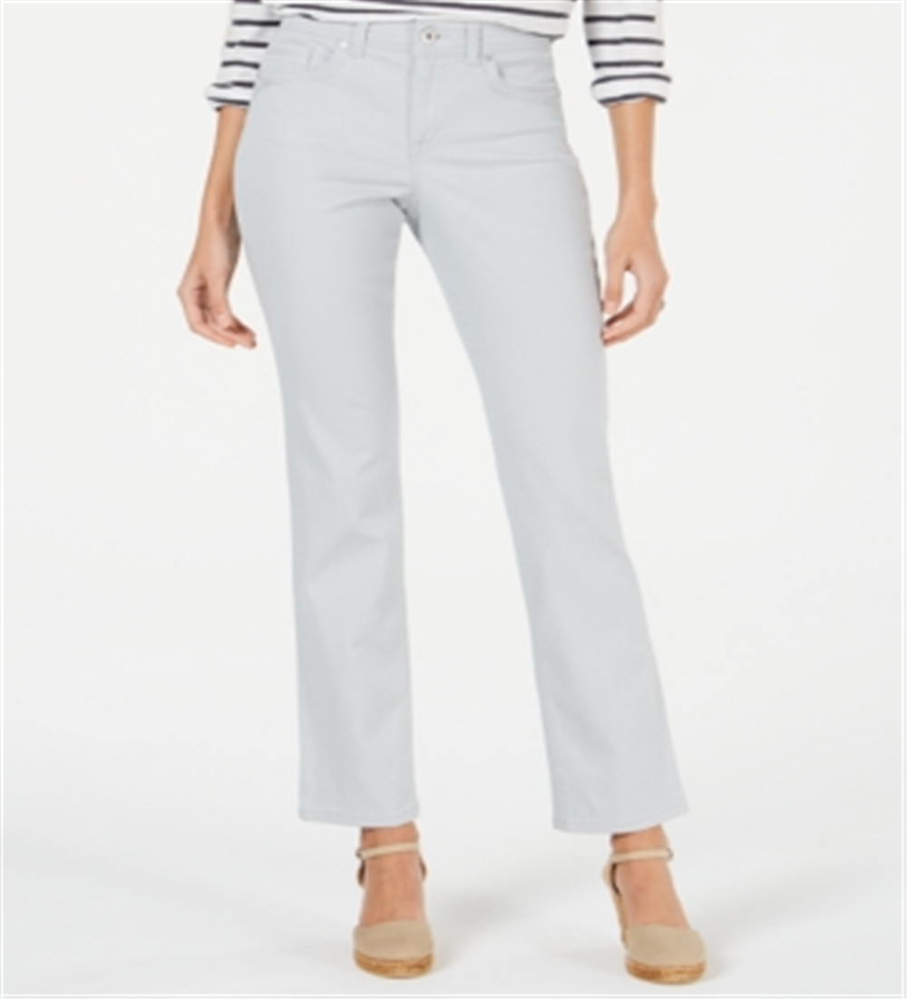 Jeans feminino estilo &amp; co com controle de barriga, perna reta, cinza, tamanho 10