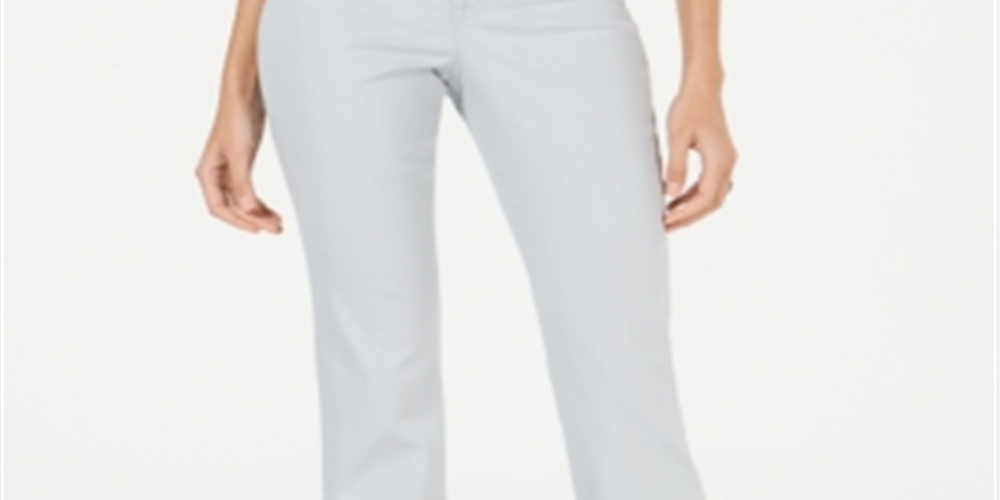 Jeans feminino estilo &amp; co com controle de barriga, perna reta, cinza, tamanho 10