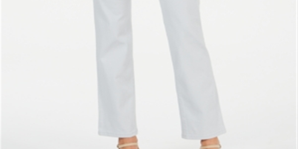 Jeans feminino estilo &amp; co com controle de barriga, perna reta, cinza, tamanho 10