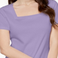 Camiseta feminina Karen Scott de algodão com gola quadrada e botões, roxa, tamanho XXG