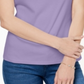 Camiseta feminina Karen Scott de algodão com gola quadrada e botões, roxa, tamanho XXG