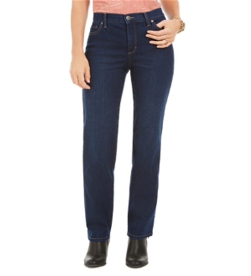 Calça jeans feminina de cintura alta e perna reta, azul, tamanho 6, da Style &amp; Co