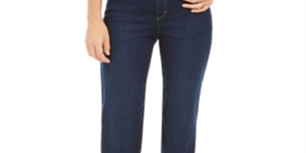 Calça jeans feminina de cintura alta e perna reta, azul, tamanho 6, da Style &amp; Co