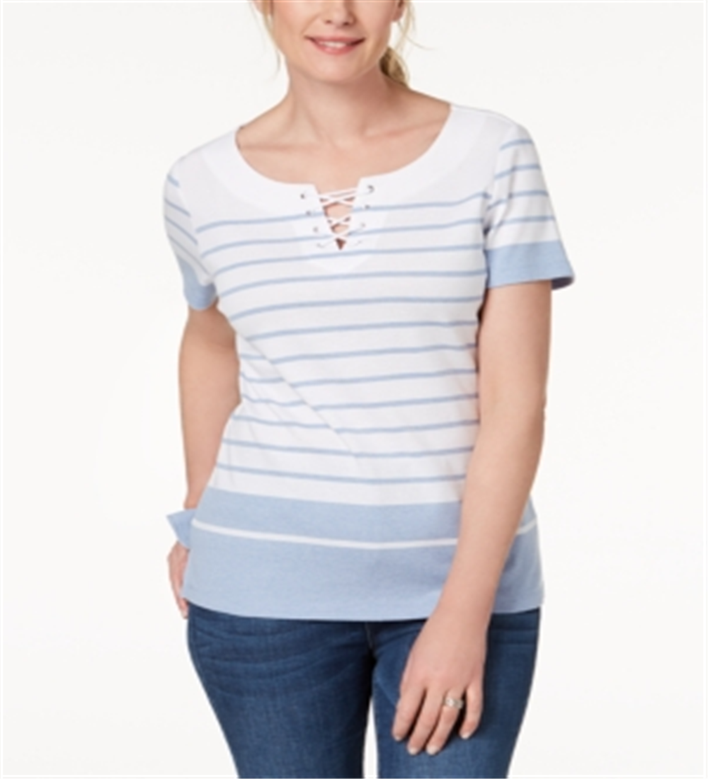 Karen Scott Top Feminino com Cadarço Azul Tamanho Grande