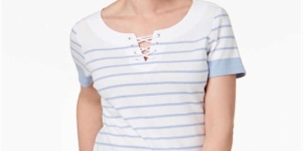 Karen Scott Top Feminino com Cadarço Azul Tamanho Grande